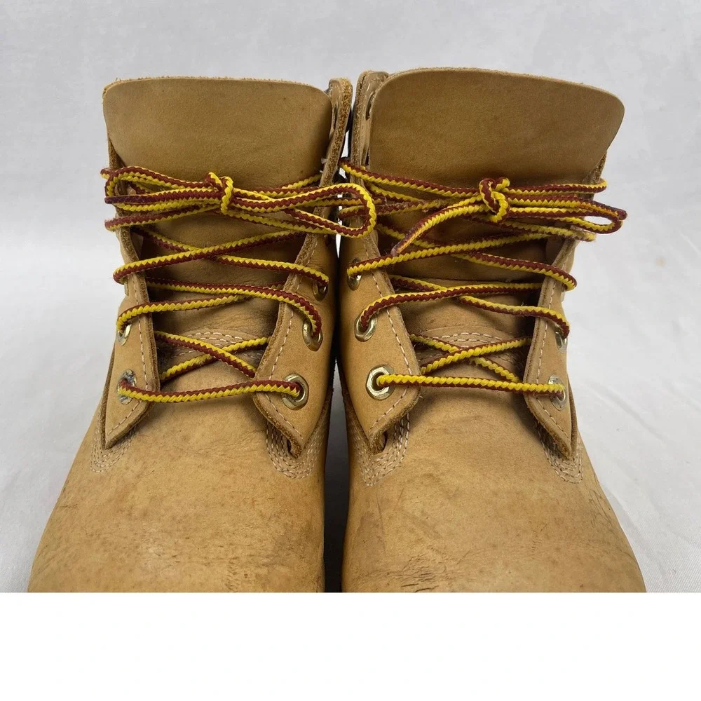 Timberland 6 Inch Premium Boys Size 3.5 Wheat Waterproof Nubuck Leather Boots‎